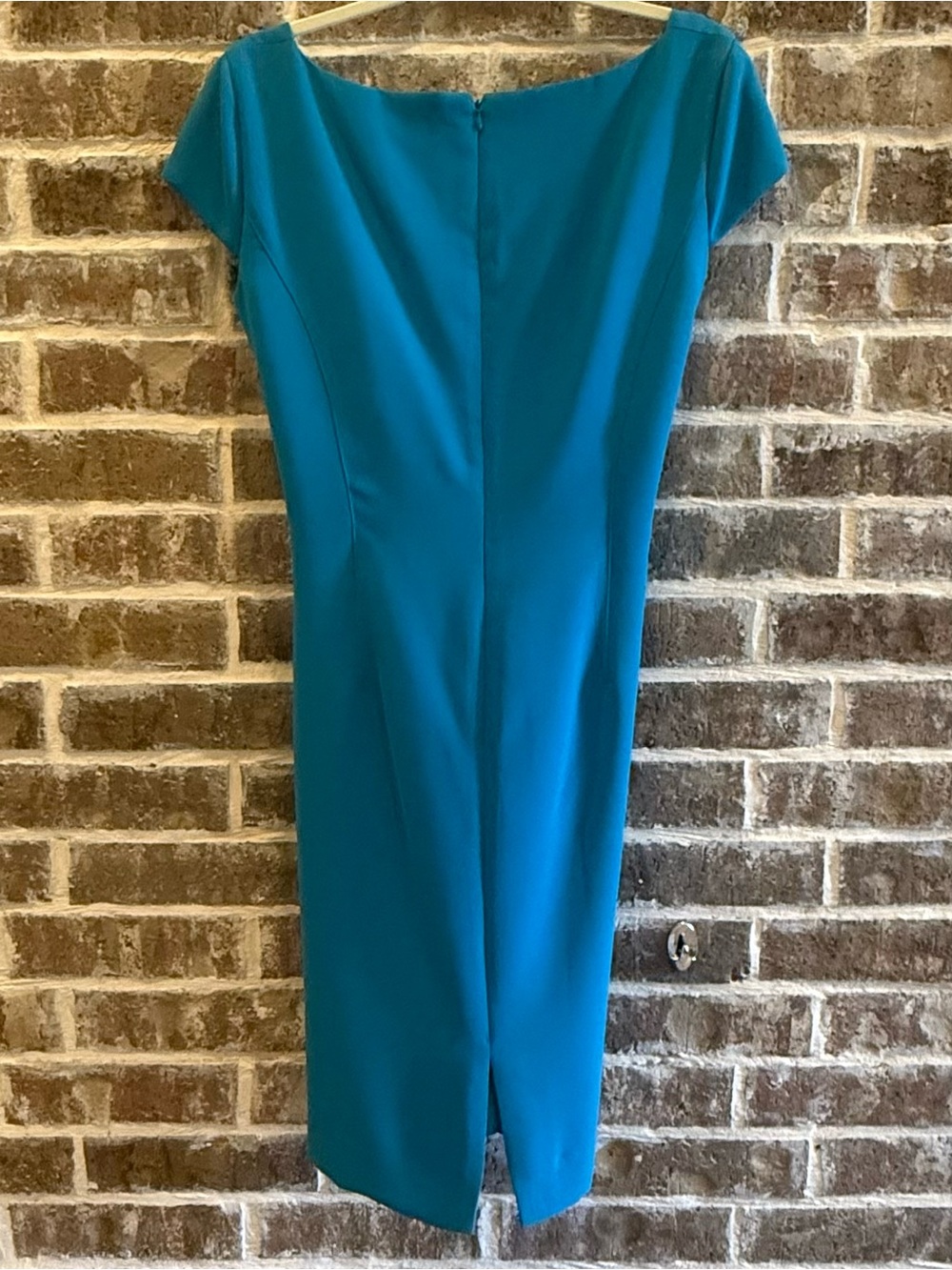 Tahari Teal Cap-Sleeve Midi Sheath Dress - Women - Picture 3 of 4